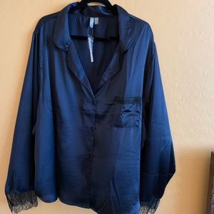 Satin navy blue ASOS blouse